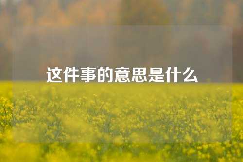 这件事的意思是什么