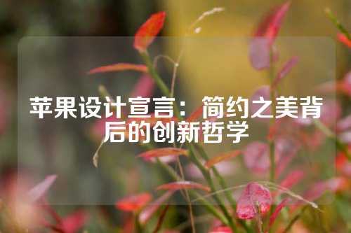 苹果设计宣言：简约之美背后的创新哲学