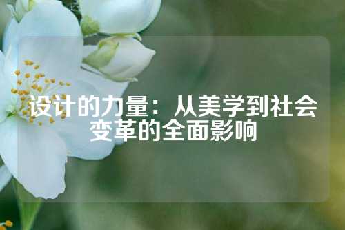 设计的力量：从美学到社会变革的全面影响