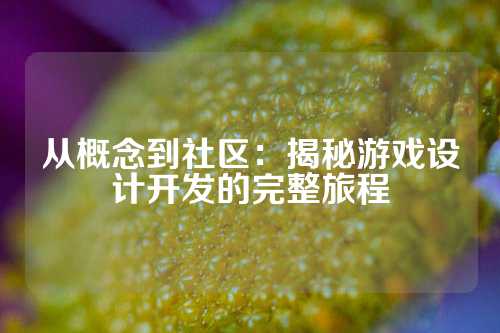 从概念到社区：揭秘游戏设计开发的完整旅程