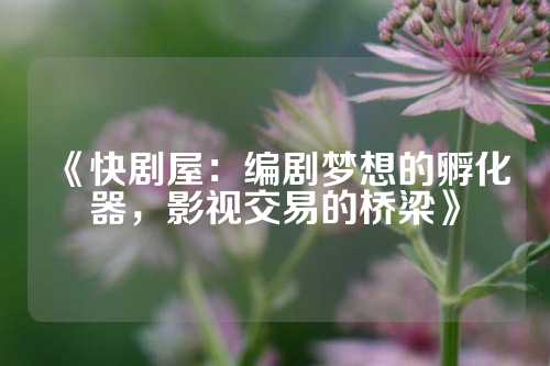 《快剧屋：编剧梦想的孵化器，影视交易的桥梁》